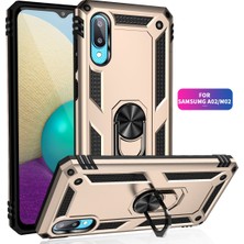 HappyCase Newface Samsung Galaxy A02 Kılıf Sofya Yüzüklü Silikon Kapak - Gold