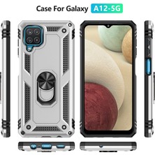 HappyCase Newface Samsung Galaxy A22 Kılıf Sofya Yüzüklü Silikon Kapak - Gümüş