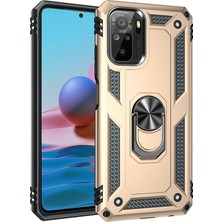 HappyCase Newface Xiaomi Redmi Note 10 Kılıf Sofya Yüzüklü Silikon Kapak - Gold