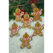 Beysüs Renkli Yılbaşı Çam Ağacı Süsü 10 cm Ginger 6'lı Ahşap Süsler ile Özel Tasarım