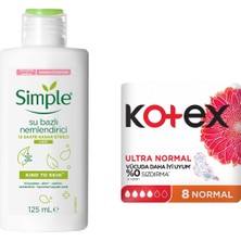 Simple Su Bazlı Nemlendirici Hassas Ciltler Için 125 ml + Kotex Hijyenik Ped Ultra Normal 8'li