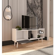 Vertex Mobilya Leo Tv Ünitesi Beyaz-Antrasit Televizyon Konsolu 140 cm Ekonomik Modül Sehpa
