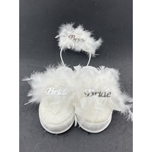 Newin Style Bride Terlik ve Taç Seti Tüylü Model