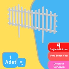 Armarks Plastik Bahçe Çiti, Plastik Dekoratif Bahçe Çiti, 59 cm Bahçe Çiti, Beyaz Bahçe Çiti