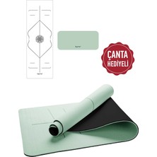 Gymo Hizalamalı 6mm Tpe Yoga Matı Pilates Minderi Diz Dirsek Koruyucu Mat Hediyeli Açık Yeşil