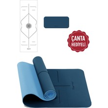 Gymo Hizalamalı Sembol 6mm Tpe Yoga Matı Pilates Minderi Diz Dirsek Koruyucu Mat Hediyeli Mavi