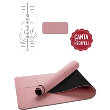 Gymo Hizalamalı Sembol 6mm Tpe Yoga Matı Pilates Minderi Diz Dirsek Koruyucu Mat Hediyeli Scarlet