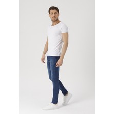 Gambocci Erkek Beyaz Kısa Kollu Pis Yaka Slim Fit T-Shirt