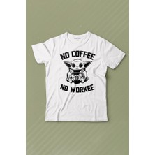Kendim Seçtim Baby Yoda No Starbucks Coffee No Workee Star Wars Mandalorian Kahve Baskılı Çocuk T-Shirt