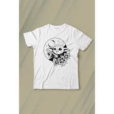 Kendim Seçtim Baby Yoda Star Wars Mandalorian Ay Hilal Silüeti Baskılı Çocuk T-Shirt