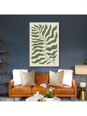 SML Tablo Yeşil Büyük Yaprak Ilüstrasyonu Minimal Boho Kanvas Tablo