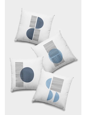 RugViva Çift Taraflı 4'lü Kırlent Kılıfı 43X43 Cm Gizli Fermuar Tay Tüyü Dokuma Premium Kumaş 4KR012