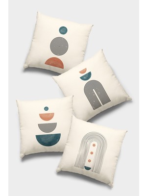 RugViva Çift Taraflı 4'lü Kırlent Kılıfı 43X43 Cm Gizli Fermuar Dokuma Premium Tay Tüyü Kumaş 4KR029