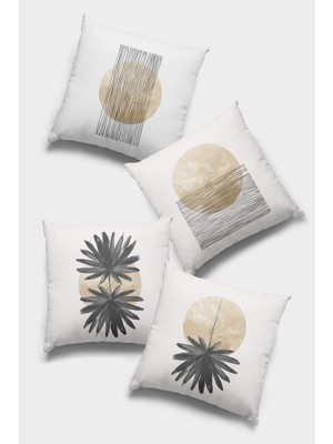 RugViva Çift Taraflı 4'lü Kırlent Kılıfı 43X43 Cm Gizli Fermuar Tay Tüyü Premium Dokuma Kumaş 4KR022
