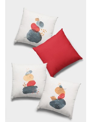 RugViva Çift Taraflı 4'lü Kırlent Kılıfı 43X43 Cm Gizli Fermuar Premium Dokuma Tay Tüyü Kumaş 4KR045