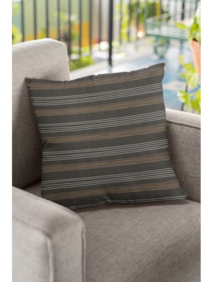 RugViva Premium Tay Tüyü Dokuma Kumaş Çizgili Çift Taraflı Kırlent Yastık Kılıfı 43X43 Cm KRL167