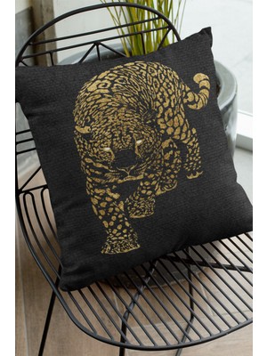 RugViva Tay Tüyü Dokuma Premium Kumaş Dekoratif Çift Taraflı Leoparlı Kırlent Kılıfı 43X43 Cm KRL355