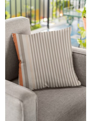 RugViva Premium Tay Tüyü Dokuma Kumaş Çift Taraflı Kırlent Yastık Kılıfı Çizgili 43X43 Cm KRL177