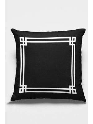 RugViva Premium Tay Tüyü Dokuma  Kumaş Çift Taraflı Çerçeveli Kırlent Yastık Kılıfı 43X43 Cm KRL126