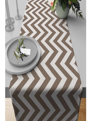 RugViva Tay Tüyü Dokuma Elit Leke Tutmaz Kumaş Masa Örtüsü Runner Zigzag 40X140 Cm RNR138