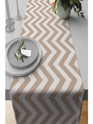 RugViva Dokuma Leke Tutmaz Elit Tay Tüyü Kumaş Masa Örtüsü Runner Zigzag 40X140 Cm RNR139