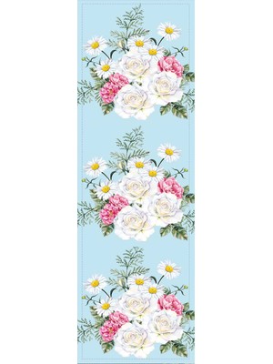 RugViva Dokuma Leke Tutmaz Elit Tay Tüyü Kumaş Masa Örtüsü Runner Gül Demeti 40X140 Cm RNR131