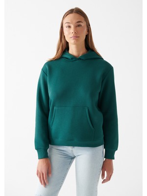 Mavi Kadın Kapüşonlu Yeşil Basic Sweatshirt 167299-71932