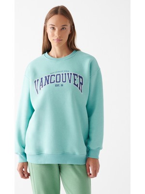 Mavi Kadın Vancouver Baskılı Mavi Sweatshirt 1611133-71463
