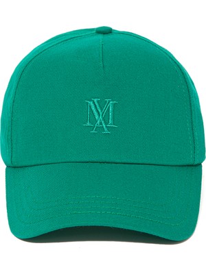 Mavi Logo Baskılı Yeşil Şapka