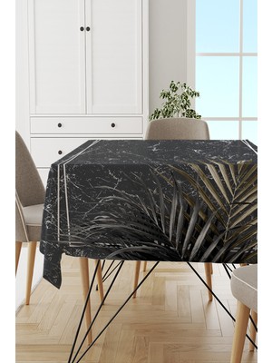 RugViva Leke Tutmayan Dokuma Elit Yıkanır Kumaş Palmiye Yapraklı Masa Örtüsü MSO404