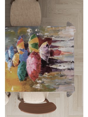 RugViva Leke Tutmayan Dokuma Elit Yıkanır Kumaş Yağlı Boya Soyut Leke Tutmayan Masa Örtüsü MSO161