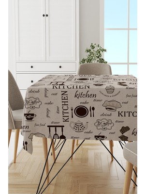 RugViva Leke Tutmayan Dokuma Elit Yıkanır Leke Tutmayan Kumaş Fincan Desenli Masa Örtüsü MSO337