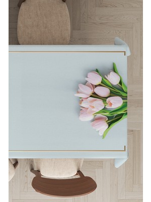 RugViva Leke Tutmayan Dokuma Elit Yıkanır Leke Tutmayan Kumaş Çiçekli Masa Örtüsü MSO441