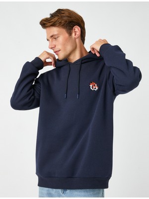 Koton Kaplan Nakışlı Kapşonlu Sweatshirt