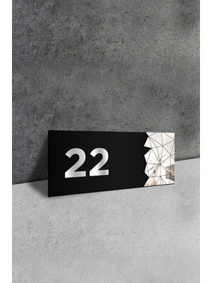 Ahwall Dekoratif Aynalı Kapı Numarası Pleksi No: 22, Gümüş
