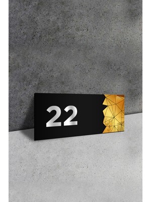 Ahwall Dekoratif Aynalı Kapı Numarası Pleksi No: 22, Gold
