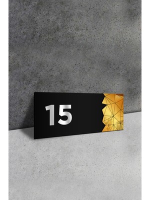 Ahwall Dekoratif Aynalı Kapı Numarası Pleksi No: 15, Gold