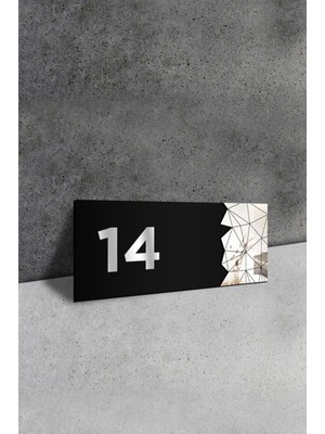 Ahwall Dekoratif Aynalı Kapı Numarası Pleksi No: 14, Gümüş