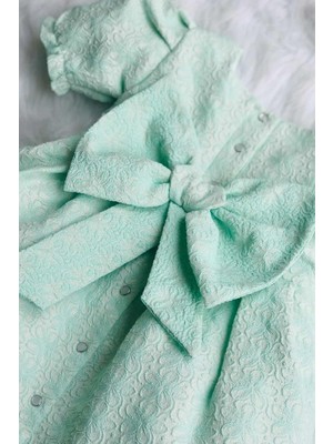 Bertuğ Bebek Özel Tasarım Su Yeşili Abiye Kız Çocuk Bebek Özel Gün Elbise