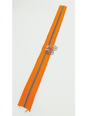 Angel Çanta Aksesuar Çift Başlı Turuncu Fermuar Gümüş Metal 40 cm