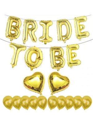 Bal10 Dünyası Bride To Be Gold Kalpli Balonlu Folyo Balon Seti