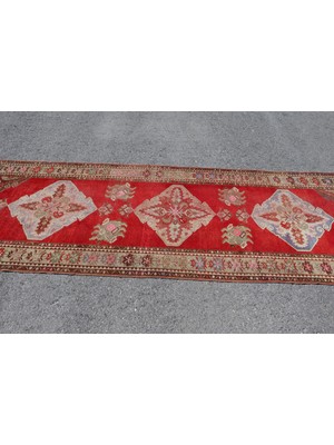 Kayra Export Türk Halısı, Eskitme Halı, Halı, 106 x 307 cm Kırmızı Halı, Anadolusı Koridor Halı,  7491