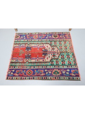 Kayra Export Kayra E x port Türk Halısı, Eskitme Halı, Halı, 102 x 119 cm Yeşil Halı, Bahçe Küçük Halı, El Yapımı Mutfak Halı,  90