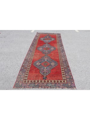 Kayra Export Kayra E x port Eskitme Halı, Türk Halısı, Halı, 125 x 317 cm Kırmızı Halı, Ofice Mutfak Halı, El Dokuma Merdiven Halı