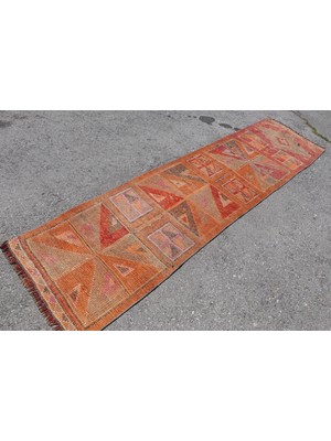 Kayra Export Türk Halısı, Eskitme Halı, Halı, 74  x  298 cm Yeşil Halı, El Yapımı Mutfak Halı, Merdiven Halı,  7180