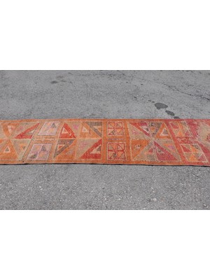 Kayra Export Türk Halısı, Eskitme Halı, Halı, 74  x  298 cm Yeşil Halı, El Yapımı Mutfak Halı, Merdiven Halı,  7180