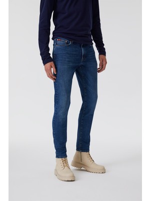 Lee Cooper Jeff Normal Bel Dar Kesim Çok Dar Paça Mavi Erkek Jean Pantolon