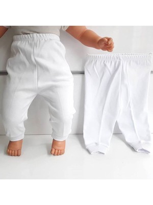 by BebekOdam Sade Beyaz Tek Alt Bebek Penye Pantolon