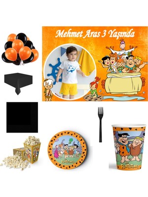 Hayaller Dükkanı Afiş Li Taşdevri Çakıl Bambam Doğum Günü Süsleri 8 Kişilik