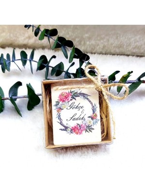 Hayaller Dükkanı 30 Adet Doğal Taş Magnet 6x4 Nikah Şekeri Kutulu